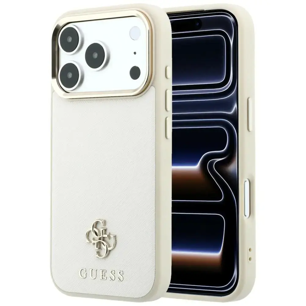 Case Guess Saffiano Small 4G & Classic   Logo MagSafe for iPhone 18 Pro Max / 17 Pro Max beige
