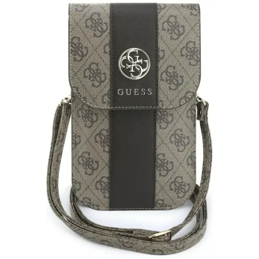 Phone bag Guess 4G & Classic Logos Stripe Strap brown