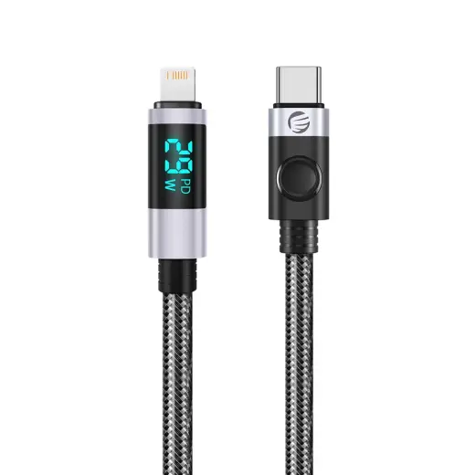 Orico LDC2L datu pārraides un uzlādes vads | USB-C uz Lightning | PD | 29W | ar LED ekrānu | 1.5m | melns