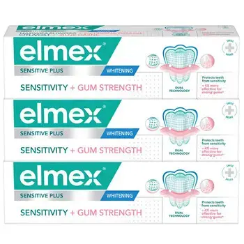 Elmex Sensitive Sensitivity + Gum Strenght Whitening Trio - Zubní pasta 75ml