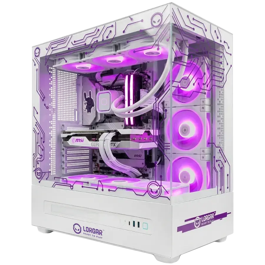 LORGAR PRO P401 - AMD 7800X3D 8C/16T, 360 AIO, NVIDIA RTX 5070Ti 16GB, 32GB@6400mhz, 2TB SSD NVME, 850W PSU, White, 3Y