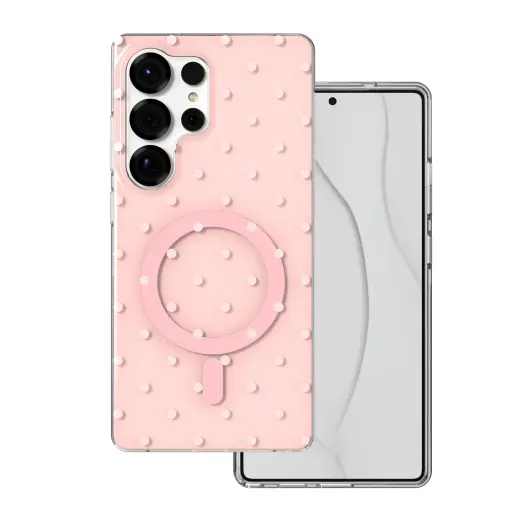 Bubble Dots Mag telefono dėklas su MagSafe palaikymu Samsung Galaxy S25 Ultra (S938) rožinis
