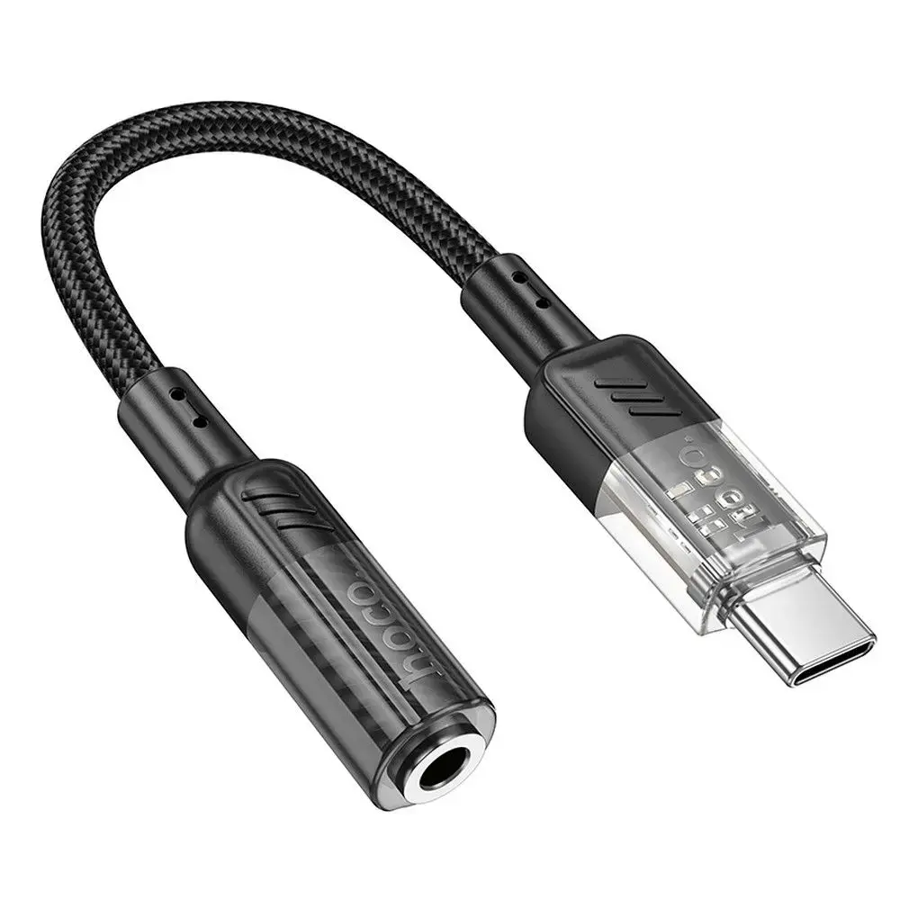 HOCO LS37 adapteris | USB-C uz 3.5mm | caurspīdīgs melns