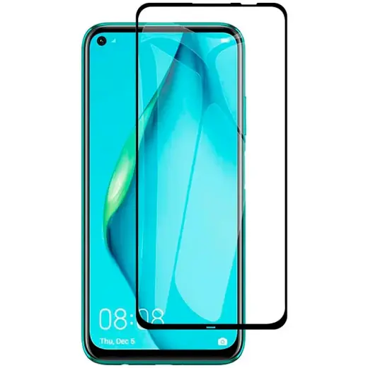 Fusion Full Glue 5D aizsargstikls telefona ekrānam Huawei P40 Lite ar uzstādīšanas rāmi