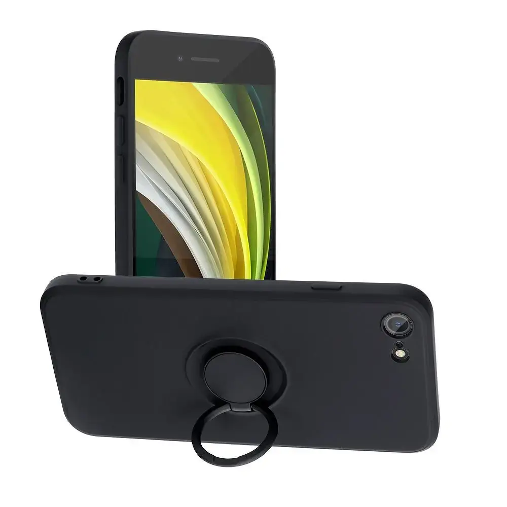 Silicone telefono dėklas su stovu iPhone 7 | iPhone 8 | iPhone SE (2020) | iPhone SE (2022) juodas