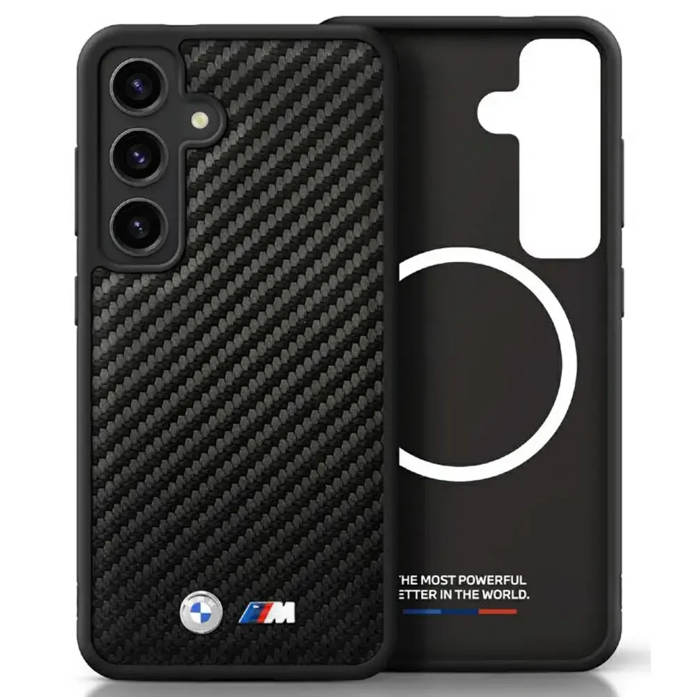 BMW Leather Carbon phone case with MagSafe support for Samsung Galaxy S25 (S931) black
