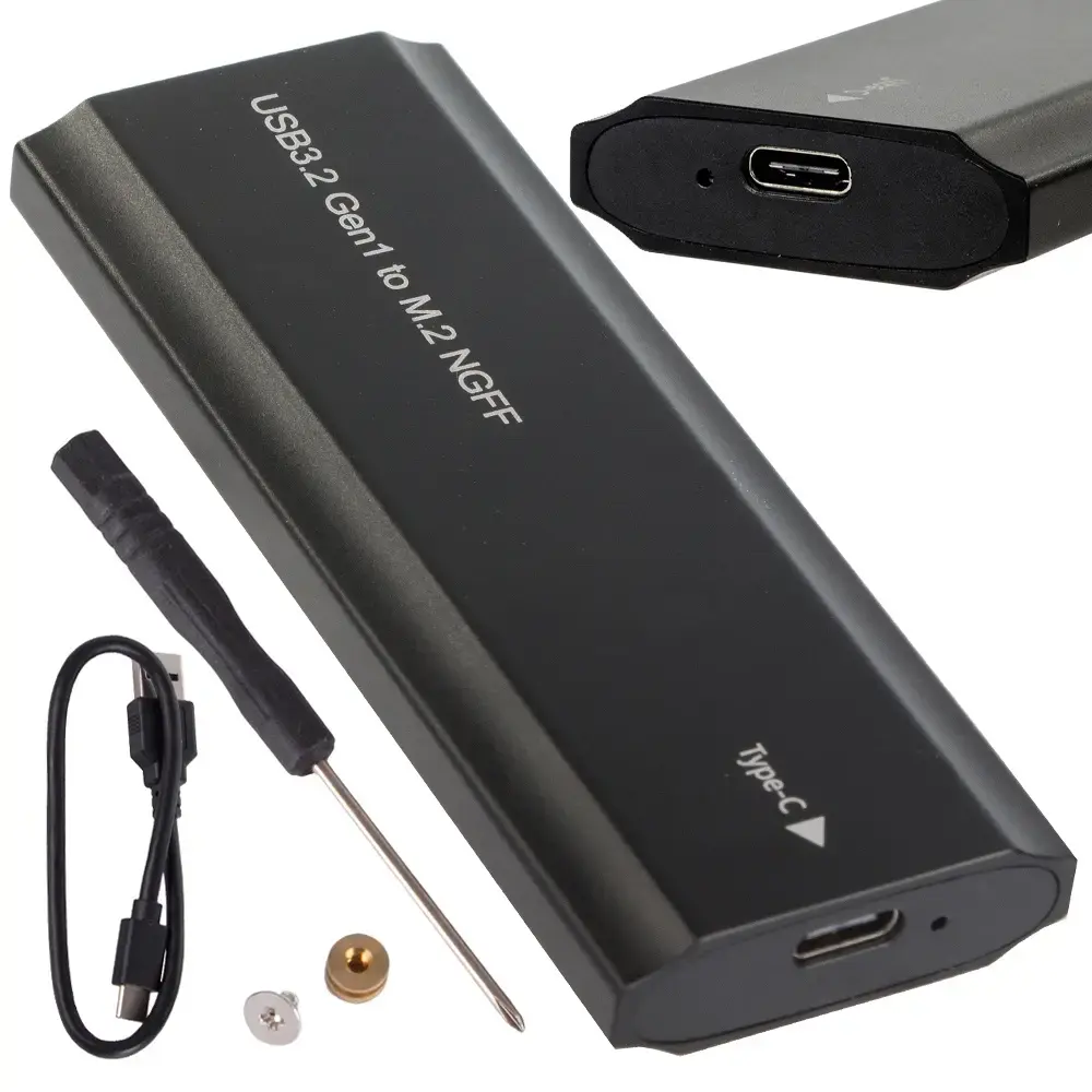 Fusion M2 uz USB-C M-key SSD diska adapteris, melns