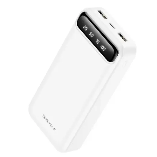 Borofone BJ14A Freeway ārējais akumulators (powerbank) | 20000 mAh | 10W | USB-A, USB-C, Micro USB | balts