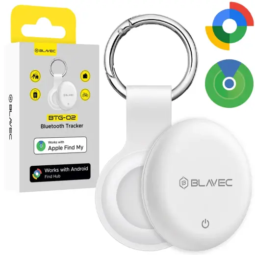 Blavec Tracker GPS Tag BTG-02 - Bluetooth Dual Apple & Android + keyring (BTBTG02-KW) white