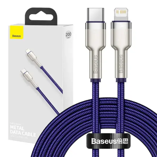 Baseus CATLJK-B05 datu pārraides un uzlādes vads | USB-C uz Lightning | 20W | 2m | violets