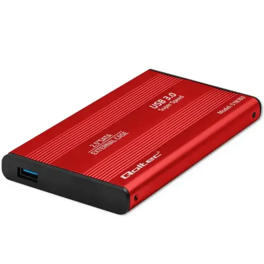 Внешний алюминиевый корпус для жесткого диска Qoltec HDD SSD 2,5'' SATA3 | USB 3.0 | Красный