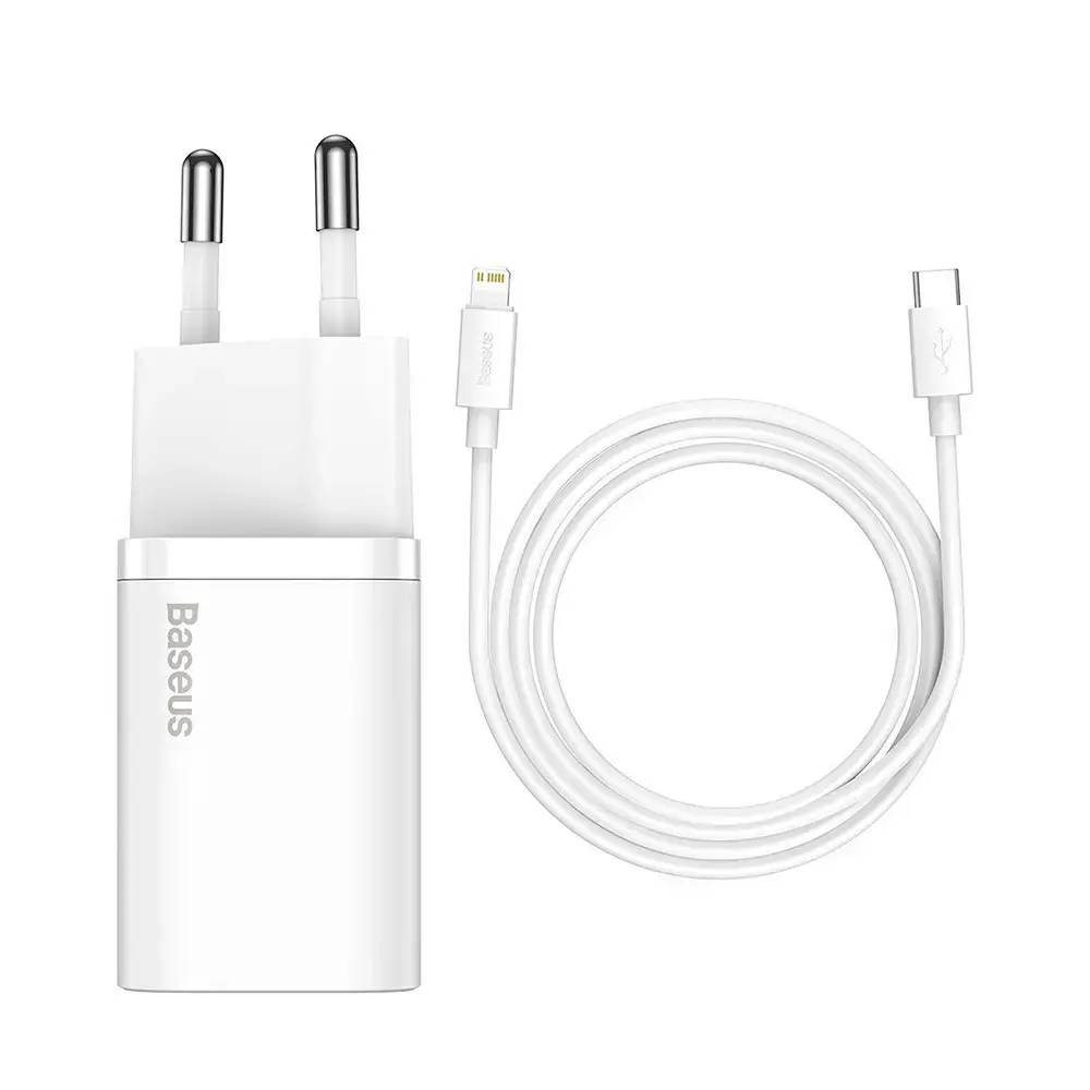 Baseus TZCCSUP-B02 зарядное устройство | 20W | USB-C | с проводом Lightning в комплекте | белое