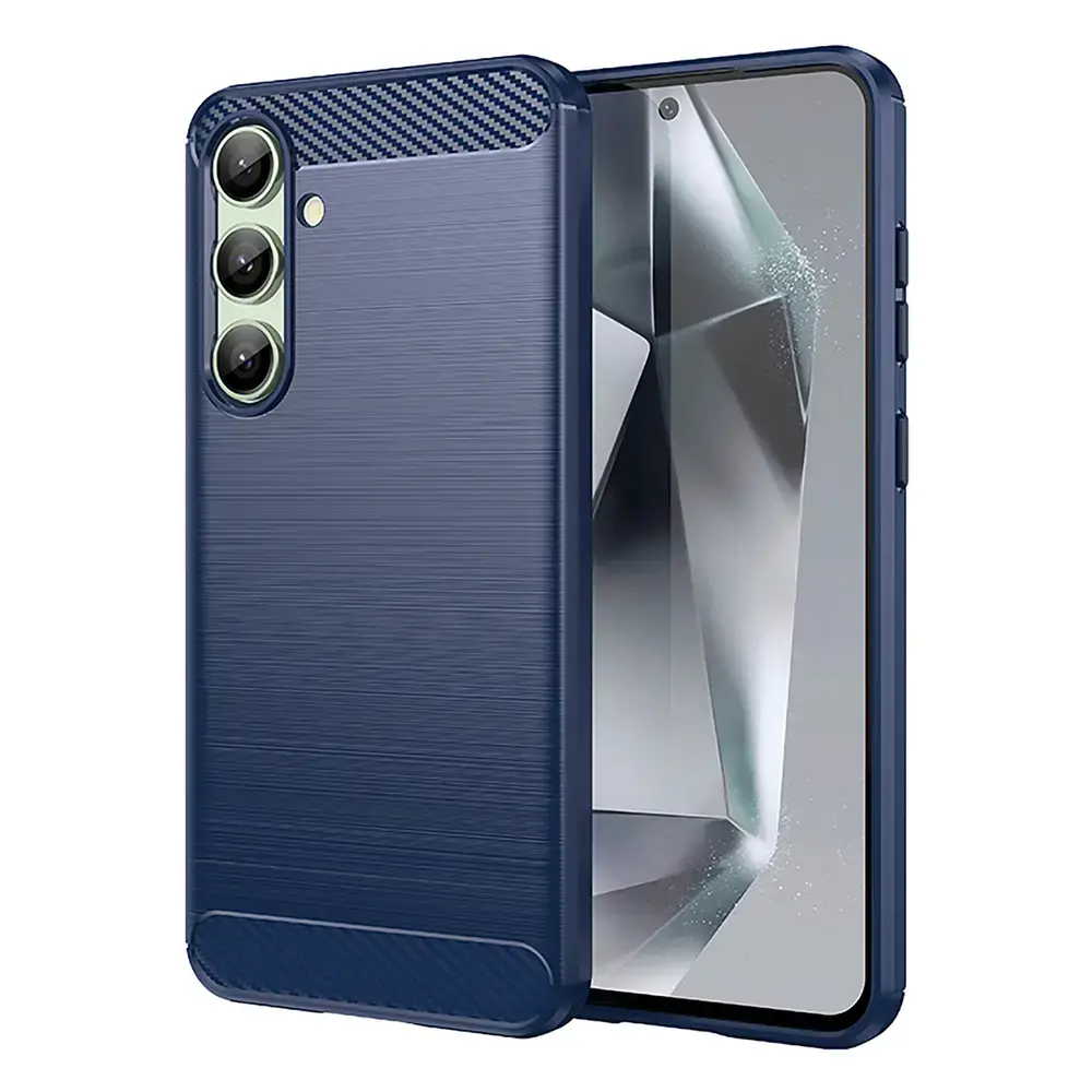 Carbon telefono dėklas Samsung Galaxy S24 FE (S721) mėlynas