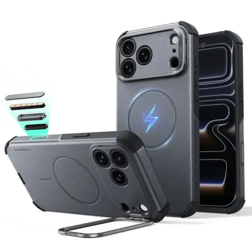 ESR CYBER TOUGH чехол с подставкой и поддержкой MagSafe для телефона iPhone 17 Pro | iPhone 18 Pro серый