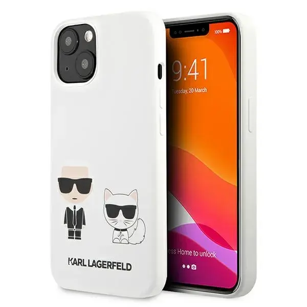 Karl Lagerfeld KLHCP13SSSKCW Choupette Liquid telefoni ümbris iPhone 13 Mini valge (kass)