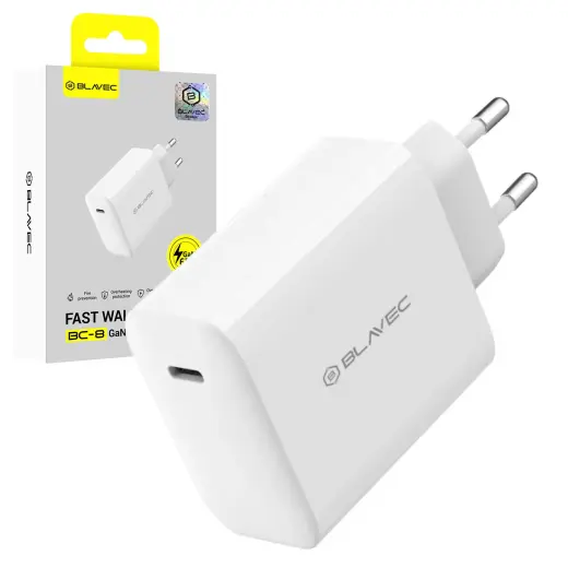 Blavec BC-8 travel charger | 65W | PD, QC, GaN | USB-C | white