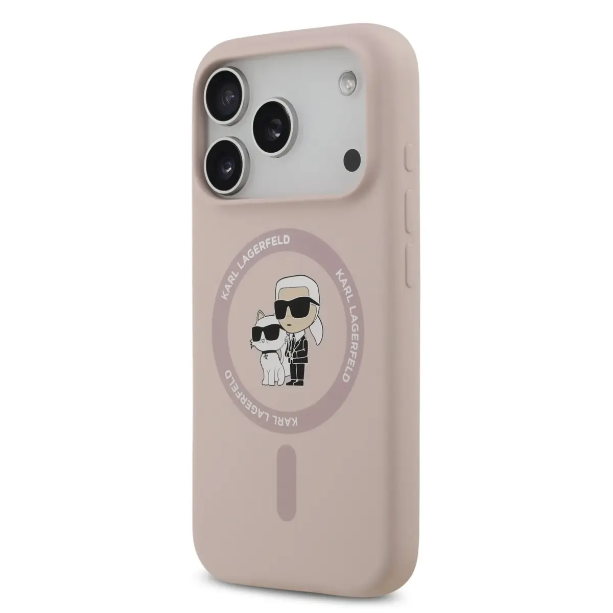 Karl Lagerfeld Liquid Silicone Karl and Choupette MagSafe Case for iPhone 17 Pro Pink