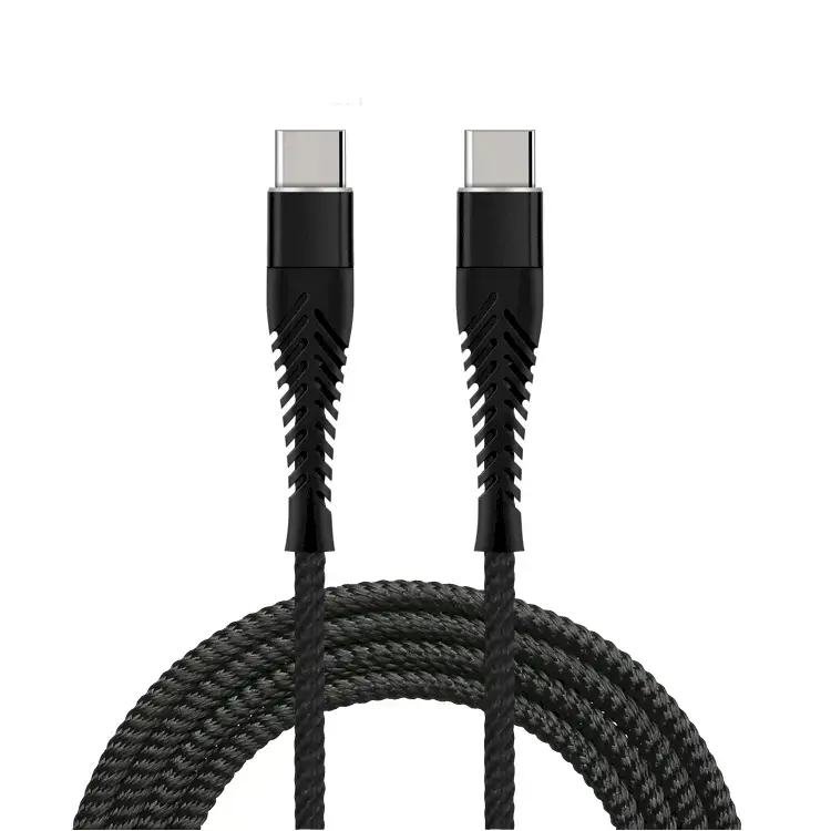Fusion Accessories Fishbone datu pārraides un uzlādes vads | USB-C uz USB-C | QC 3.0 | 65W | 1.5m | melns