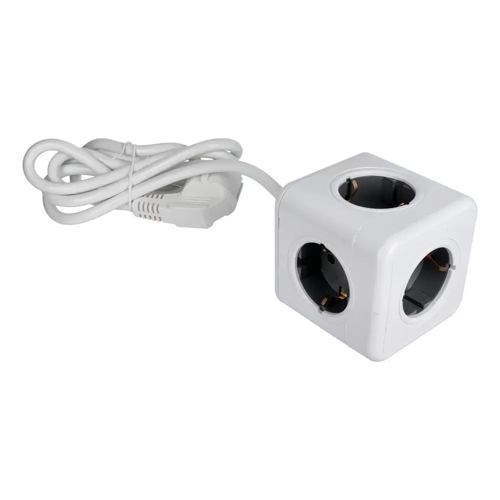 Power strip cube 5 sockets max 3680W with 1,4m power cable E03 white
