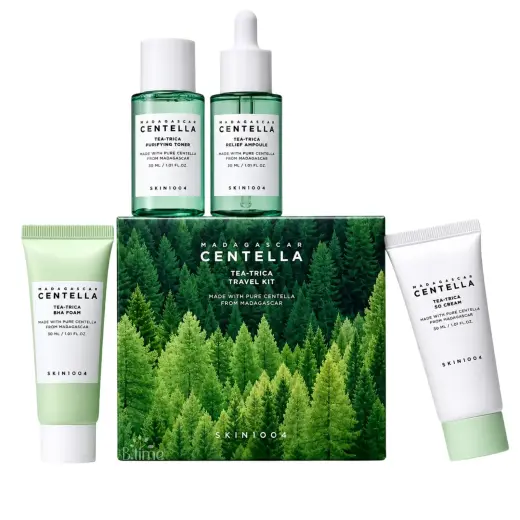 Madagascar Centella Set Skin1004: Tea-Trica, Soothing & Moisturizing, Daily, Cream, For Face, 30 ml + Tea-Trica, Cleansing & Soothing, Cleansing Foam, 20 ml + Tea-Trica, Balancing, Tonic Lotion, For Face, 30 ml + Tea-Trica, Smoothing, Day & Night, Ampoules Treatment Serum, For Face, For Women, 30 ml