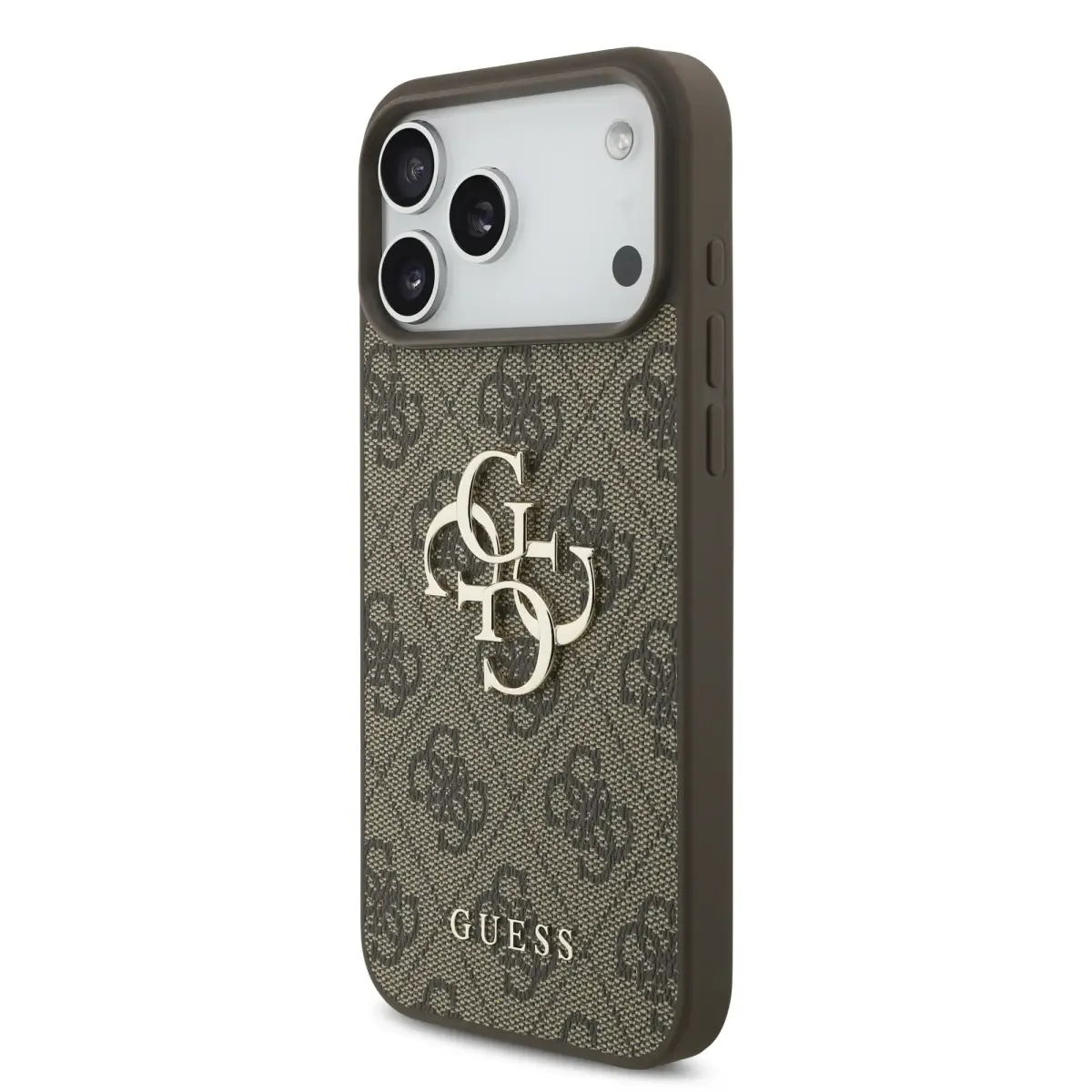 Guess PU 4G Metal Logo Case for iPhone 18 Pro Max Brown