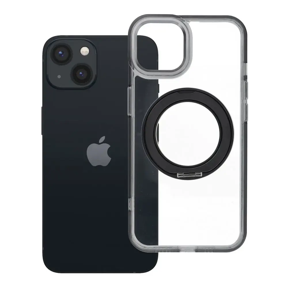 Frame Circle Stand telefono dėklas su stovu ir MagSafe palaikymu iPhone 13 juodas