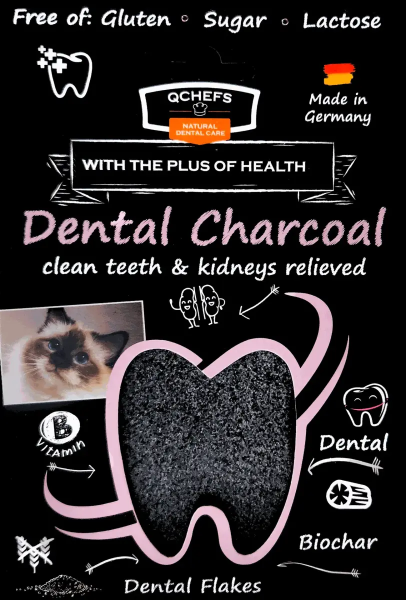 QCHEFS Papildbarība ar aktīvo ogli Dental Charcoal kaķiem 70gr
