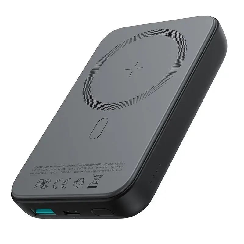 Joyroom JR-W020 pārnēsājamais akumulators | 10 000 mAh | 20 W | PD, QC | USB-C, MagSafe, bezvadu | melns (bojāts iepakojums)