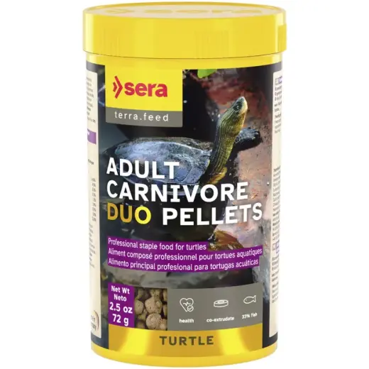 Pilnvērtīga barība ūdens bruņurupučiem - Sera Turtle Adult Carnivore Duo Pellets, 250ml