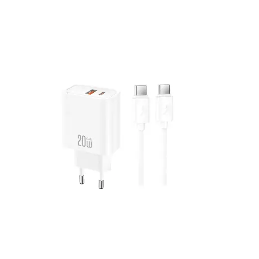 XO CE42 tīkla lādētājs | 30W | PD | USB-C, USB-A | ar USB-C uz USB-C vadu komplektā | balts
