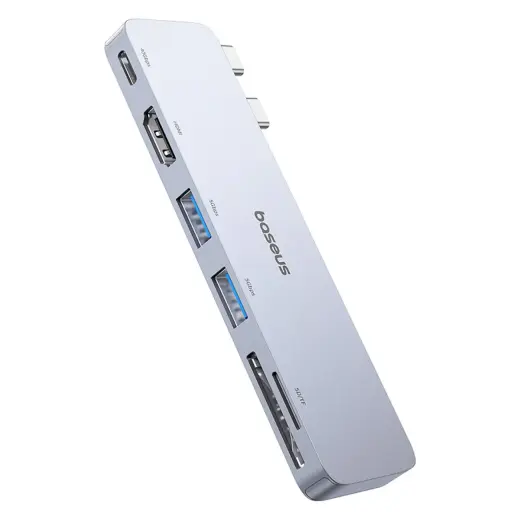Baseus UltraJoy 6-in-1 USB centrmezgls | USB-C uz HDMI, USB 3.0, SD, microSD, USB-C | 100W | pelēks