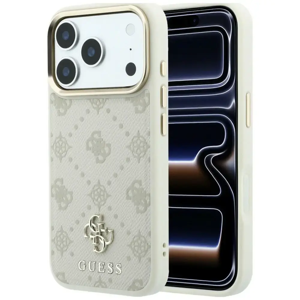 Guess Peony 4G Small Logo maciņš ar MagSafe atbalstu telefonam iPhone 18 Pro Max | iPhone 17 Pro Max bēšs