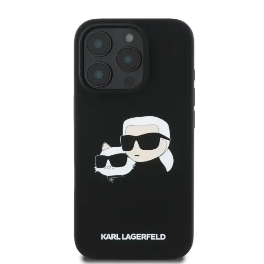 Karl Lagerfeld Liquid Silicone Double Heads чехол с поддержкой MagSafe для телефона iPhone 16 Pro чёрный