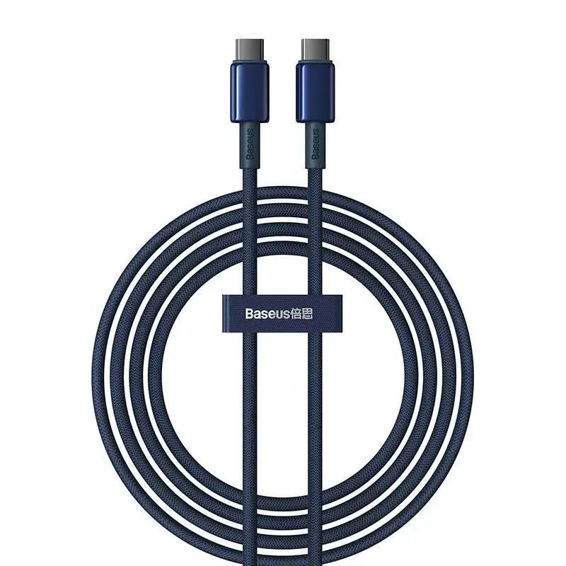 Baseus Tungsten Gold datu pārraides un uzlādes vads | USB-C uz USB-C | 100W | 2m | zils