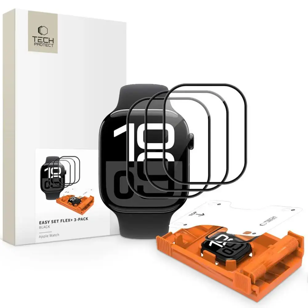 Tech-Protect aizsargstikls priekš Apple Watch Series 10/11 (46 mm) | melns (3 gab.)