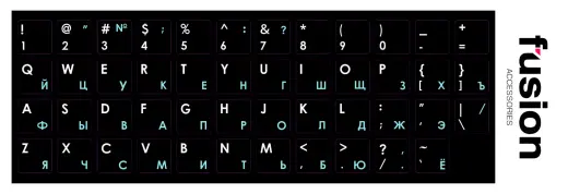 Fusion laminētas tastatūras uzlīmes RU | ENG zilas