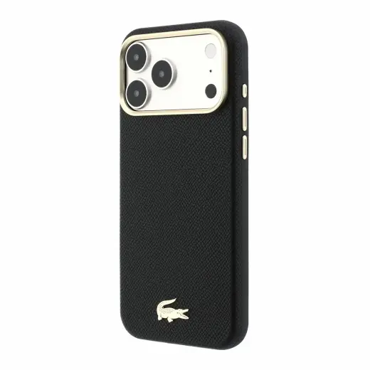 Lacoste Champs Elysees Gold Logo чехол с поддержкой MagSafe для телефона iPhone 18 Pro чёрный
