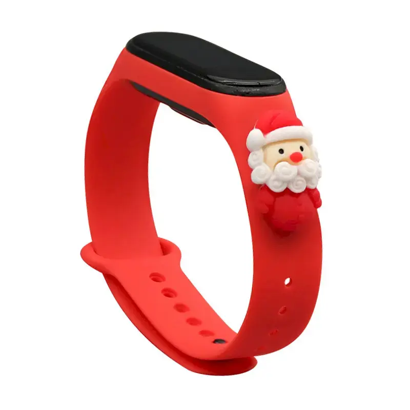 Fusion Accessories Xmas Santa 2 viedpulksteņa siksniņa priekš Xiaomi Mi Band 3/4 | silikons | sarkana