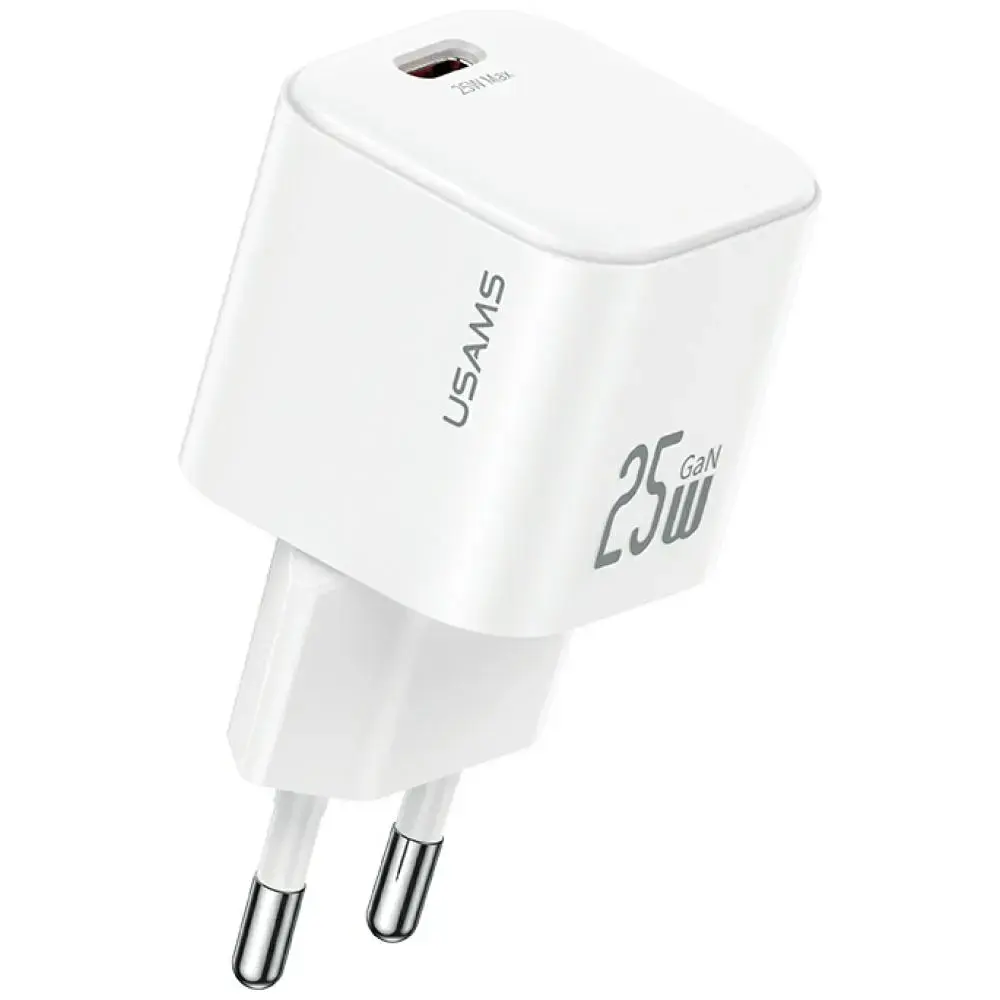 USAMS JC Series CC289 | 25W | GaN Mini Fast Charger | USB-C | с проводом USB-C 1м в комплекте белое
