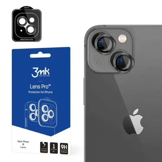 Apple iPhone 15 - 3mk Lens Protection Pro Graphite screen protector
