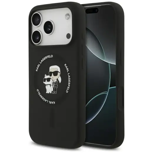 Karl Lagerfeld Karl&Choupette Ring phone case with MagSafe support for iPhone 17 Pro Max black