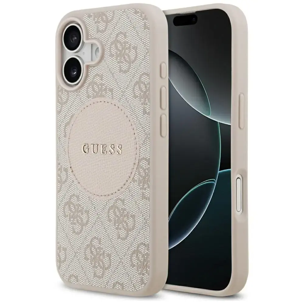 Guess 4G Circle Classic Logo phone case with MagSafe support for iPhone 17 pink