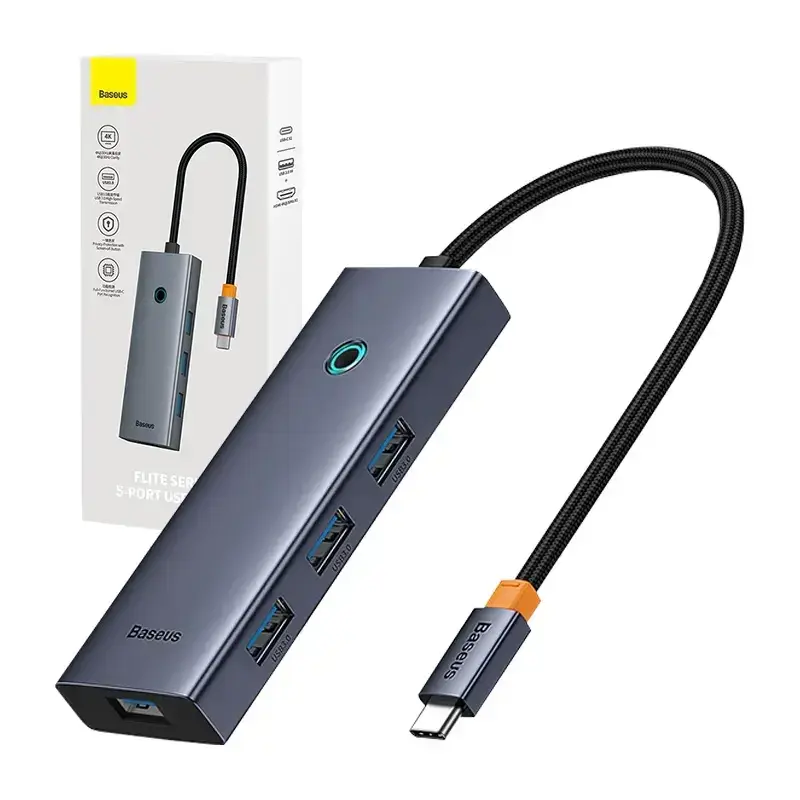 Baseus UltraJoy 5-in-1 USB šakotuvas | HDMI, 4x USB 3.0 | pilkas