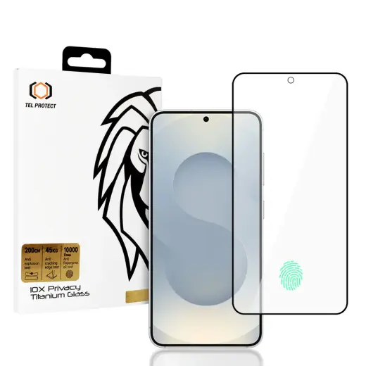 Защитное стекло Tel Protect 10X Privacy Titanium для Galaxy S25+ | Galaxy S24+ (эффект приватности) (совместимо со сканером отпечатка под экраном)