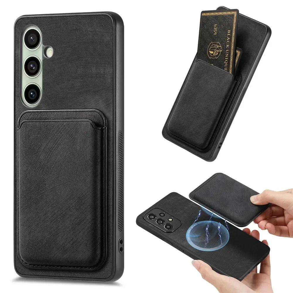 Faux Leather telefono dėklas su MagSafe palaikymu Samsung Galaxy A56 (A566) juodas