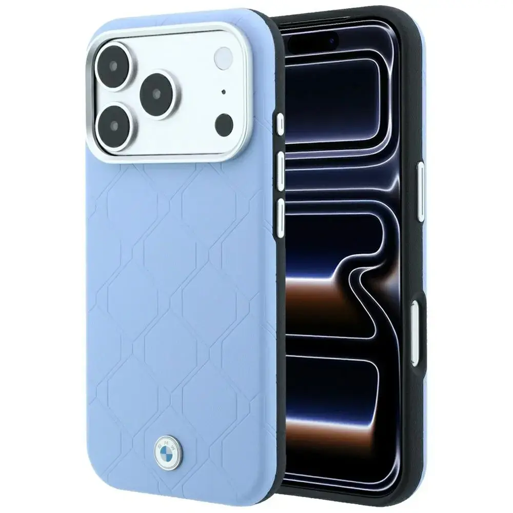 BMW Sign Deboss Quilted Metal Logo чехол с поддержкой MagSafe для телефона iPhone 17 Pro | iPhone 18 Pro синий