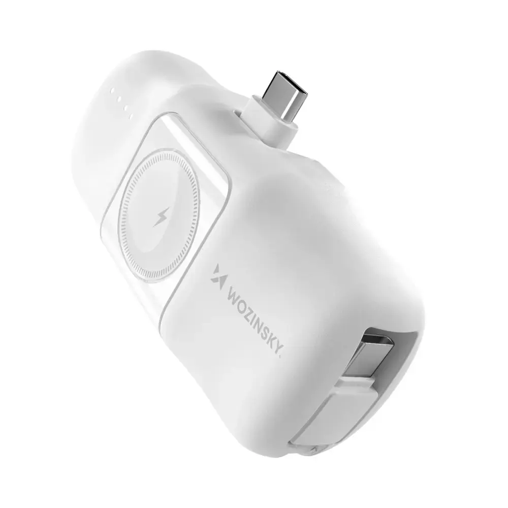 Wozinsky WF16-YCS Mini Power Bank | 5,000 mAh | 15W | USB-C, Apple Watch | white