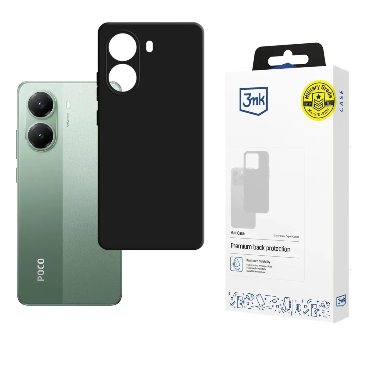 3MK Matt telefono dėklas Poco X7 Pro 5G juodas