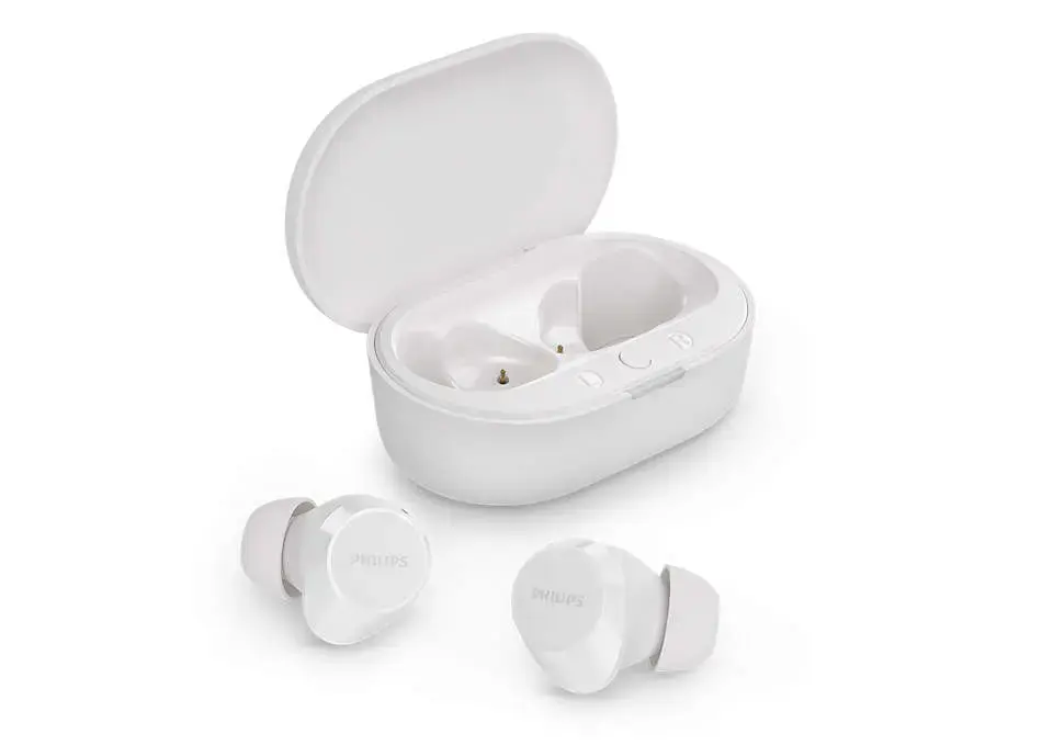 PHILIPS in-ear true bezvadu austiņas ar portatīvo uzlādes ietvaru, baltas