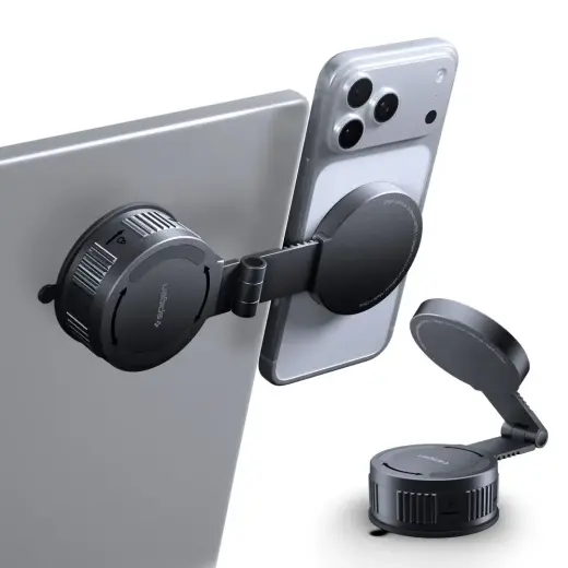 Spigen MFT35-1 magnētisks auto telefona turētājs ar piesūcekni saderīgs ar MagSafe melns